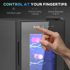 HOMCOM Six Bottle 8-18℃ Countertop Wine Fridge - Black - 7