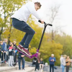 HOMCOM Stunt Scooter, 360° Entry Level Tricks Scooter w/ Lightweight Aluminium Deck and ABEC 7 Bearing, For Age 14+ Beginners, Purple - 2