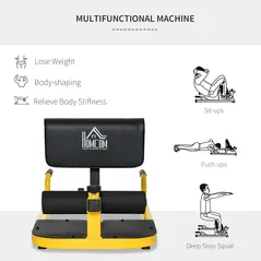 HOMCOM Squat Machine with Push Up Stand, Padded Hip Thrust Bench with Adjustable Cushion for Home Gym Work Out, Yellow - 6