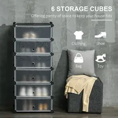 HOMCOM Six Cube Modular Storage Storage Unit - Black - 4