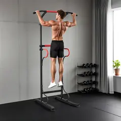 HOMCOM Steel Multi-Use Exercise Power Tower Pull Up Station Adjustable Height W/ Grips - 2