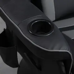 HOMCOM Small Leather Massage Recliner Chair with Ergonomic High Back Retractable Footrest Headrest Work Break Grey - 9