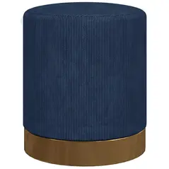 HOMCOM Soft Padded Corduroy Footstool - Dark Blue - 1