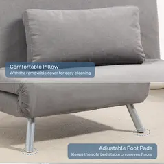 HOMCOM Single Snow Flannel Chair Bed - Grey - 7