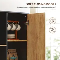 HOMCOM Tall Kitchen Cupboard, Freestanding Kitchen Pantry Cabinet with Adjustable Shelves, Drawers and Soft Close Door, 160cm - 5