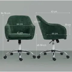 HOMCOM Snow Flannel Office Chair - Dark Green - 3