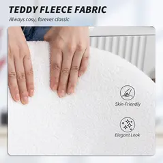 HOMCOM Teddy Fleece Office Chair with Wheels - Cream White - 7