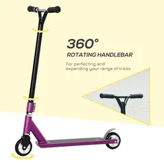 HOMCOM Stunt Scooter, 360° Entry Level Tricks Scooter w/ Lightweight Aluminium Deck and ABEC 7 Bearing, For Age 14+ Beginners, Purple - 5