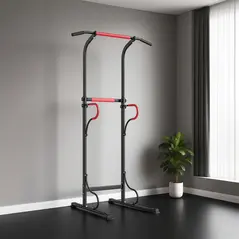 HOMCOM Steel Multi-Use Exercise Power Tower Pull Up Station Adjustable Height W/ Grips - 9
