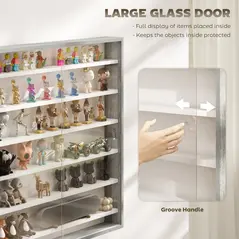 HOMCOM Six Shelf Display Cabinet, with Glass Doors - Graphite Wood Effect - 5