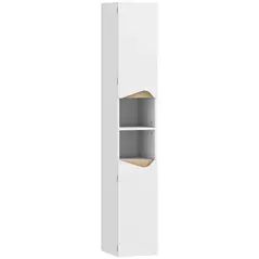 HOMCOM Tall Slim Bathroom Cabinet with 2 Doors, 2 Shelves - White - 1