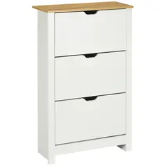 HOMCOM Slim Shoe Cabinet, Narrow Shoe Cupboard with 3 Flip Drawers, Adjustable Shelves for 18 Pairs of Shoes for Hallway, White - 1