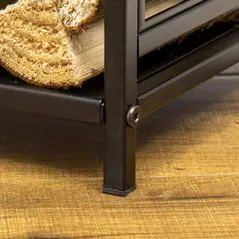 HOMCOM Steel Firewood Log Holder Indoor Outdoor Firewood Rack Fireplace Wood Storage Shelf with 4 Tools, Hooks, Tree Pattern Design, Rust-Resistant, Black, 46W x 30D x 70H cm - 8