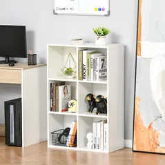 HOMCOM Six-Cube Bookcase - White Wood Effect - 2