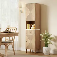 HOMCOM Slim Bathroom Cabinet with Silent Drawer Rail for Scandinavian, Japanese Styles - Wood-Effect - 9