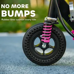 HOMCOM Steel Ride on Powered Scooter, Folding E-Scooter with Warning Bell, 15km/h Maximum Speed, for 6-14 Years Old, Pink - 6