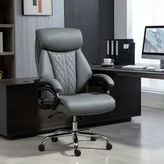 HOMCOM Super Padded Faux Leather Office Chair - Charcoal Grey - 2