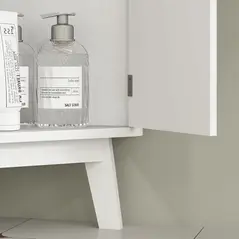 HOMCOM Tall Bathroom Storage Cabinet, Slim Bathroom Storage Unit with Doors and Adjustable Shelves, Freestanding Bathroom Cabinet with Curved Profile Design, White - 9