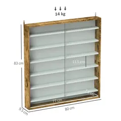 HOMCOM Six Shelf Display Cabinet, with Glass Doors - Brown - 3