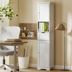 HOMCOM Slim Bathroom Storage Cabinet, with Sensor Lights - White - 8