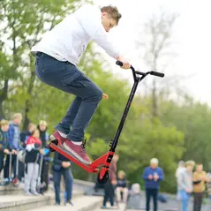 HOMCOM Street Stunt Scooter Intermediate and Beginner Freestyle Tricks Scooters For 14+ Teens Adult w/ Rear φ10cm Wheel & Brake - Red - 2