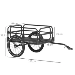 HOMCOM Steel Bike Trailer with Triple Safety, Wagon Bicycle Trailer with Suspension, 2 Wheels Outdoor Storage Carrier, Black - 3