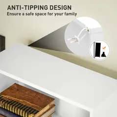 HOMCOM Six Shelf Bookcase - White - 6