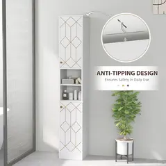 HOMCOM Tall Bathroom Storage Cabinet with Doors, Slim Bathroom Storage Unit with Adjustable Shelves, Freestanding Bathroom Storage Unit, White - 7