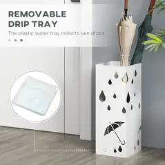 HOMCOM Six-Umbrella Steel Holder Stand - White - 5