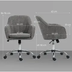 HOMCOM Snow Flannel Office Chair - Grey - 3