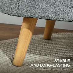 HOMCOM Teddy Fleece Storage Ottoman - Grey - 6