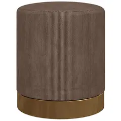 HOMCOM Soft Padded Corduroy Footstool - Light Brown - 1