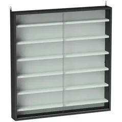 HOMCOM Six Shelf Display Cabinet, with Glass Doors - Black and White - 1