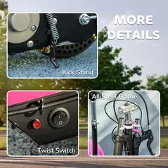 HOMCOM Steel Ride on Powered Scooter, Folding E-Scooter with Warning Bell, 15km/h Maximum Speed, for 6-14 Years Old, Pink - 9