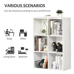 HOMCOM Six-Cube Bookcase - White Wood Effect - 6