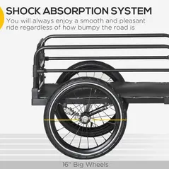 HOMCOM Steel Bike Trailer with Triple Safety, Wagon Bicycle Trailer with Suspension, 2 Wheels Outdoor Storage Carrier, Black - 4