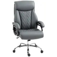 HOMCOM Super Padded Faux Leather Office Chair - Charcoal Grey - 1