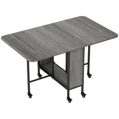 HOMCOM Six-Person Drop Leaf Dining Table - Grey/Black - 1