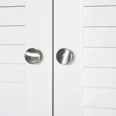 HOMCOM Tall Freestanding Bathroom Cabinet Retro Shutters w/ 3 Compartments Shelves Elevated Base Narrow Organiser White 60L x 30W x 182.5H cm - 9