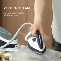 HOMCOM Steam Generator Iron, Energy-Saving, Self-Cleaning, Powerful Vertical Steam, Automatic Shut-Off, Ceramic Non-stick Soleplate, Large 1.5L Detachable Water Tank, 8 Bar, c, Blue - 7