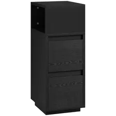 HOMCOM Slim Bedside Table, Narrow Bedside Cabinet with Open Shelf and 2 Drawers for Bedroom, Living Room, Black - 1