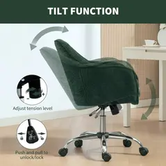 HOMCOM Snow Flannel Office Chair - Dark Green - 6