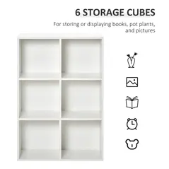 HOMCOM Six-Cube Bookcase - White Wood Effect - 5