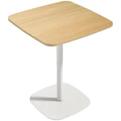 HOMCOM Small Dining Table, 60 cm Square Kitchen Table with Wood-veneer Top and Steel Base - Natural Wood Finish - 1