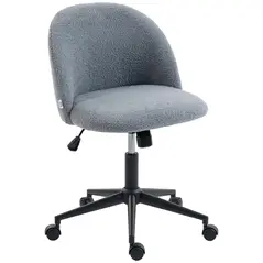 HOMCOM Teddy Fleece Office Chair with Wheels - Grey - 1