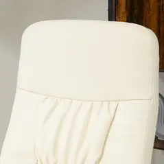 HOMCOM Swivel Recliner Chair with Footstool, PU Leather Armchair and Ottoman with High Back and Round Base for Living Room, Cream White - 8