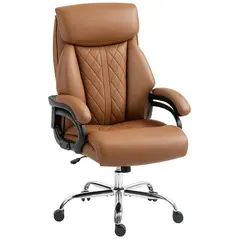 HOMCOM Spring Padded Faux Leather Office Chair - Light Brown - 1