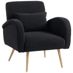 HOMCOM Teddy Fleece Accent Chair - Black - 1