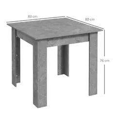 HOMCOM Square Dining Table, Modern Small Dining Table with Faux Cement Effect, Space Saving, Non-slip Foot Pads, Cement Grey - 3