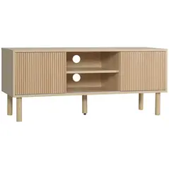 HOMCOM Sliding Door TV Cabinet Stand - Oak Wood-Effect - 1